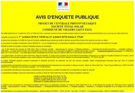  Villers-Saint-Paul : projet de centrale photovoltaïque : Avis d'enquête publique